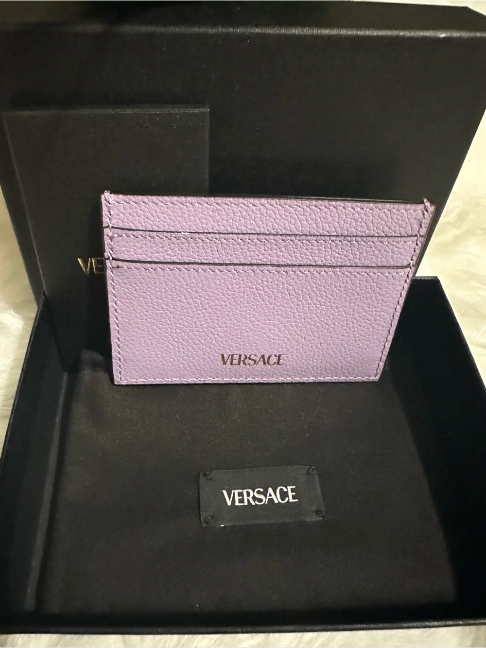 NWT Versace Lilac Medusa Leather Card Holder Card Case Full Set Giftable